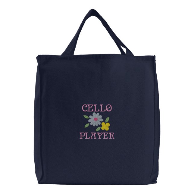 Embroidered Cello Player Tote Bag (Front)