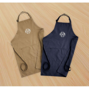 Embroidered Circle Monogram Cooking Men's Apron