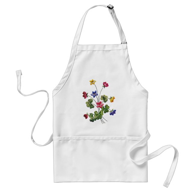 Embroidered Colorful Wood Sorrel Adult Apron (Front)