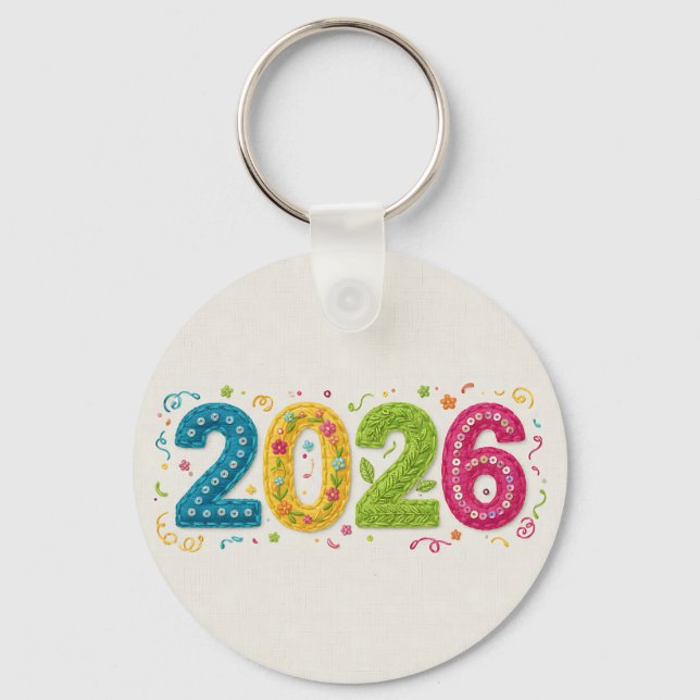 Embroidered Craft Style 2026 Celebration   Keychain (Front)