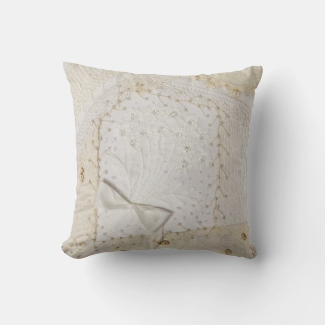 Embroidered Crazy Quilt Designed Pillow (Front)