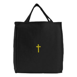 Embroidered Cross Tote Bag