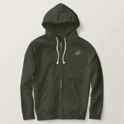 Embroidered Robin Men's Embroidered Basic Zip Hoodie