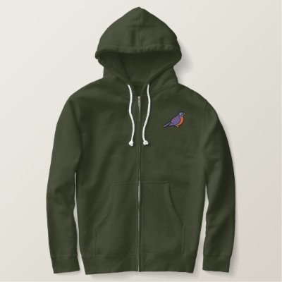 Embroidered cute American Robin Embroidered Hoodie