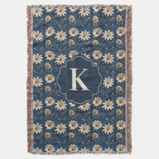 Embroidered Daisy Denim Blanket | Monogram