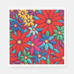 Embroidered Daisy Design Napkins