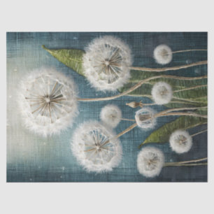 Embroidered Dandelions on Denim, Puffy & Magical Tissue Paper