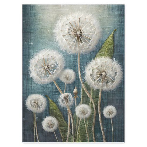 Embroidered Dandelions Puffy and Magical  Tissue Paper
