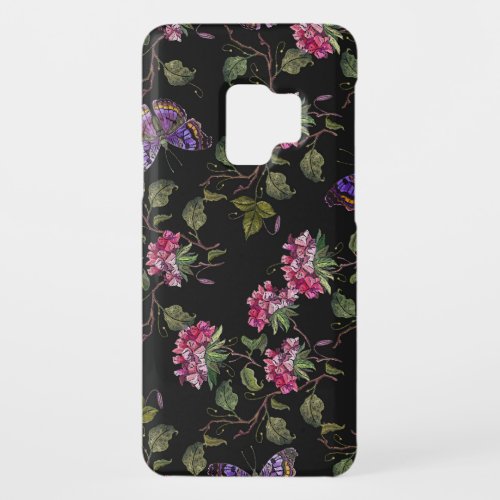 Embroidered Datura Flowers Botanical Art Case_Mate Samsung Galaxy S9 Case