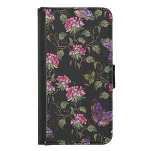Embroidered Datura Flowers: Botanical Art Samsung Galaxy S5 Wallet Case