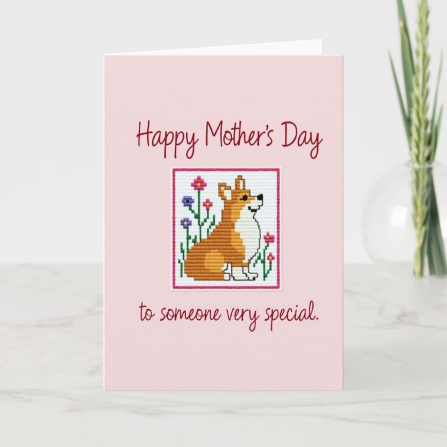 Embroidered Dog Mothers Day Card (Front)