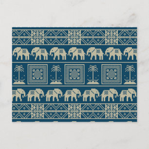 Embroidered Elephant Holiday Postcard