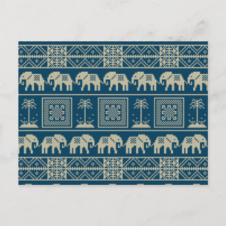 Embroidered Elephant Holiday Postcard