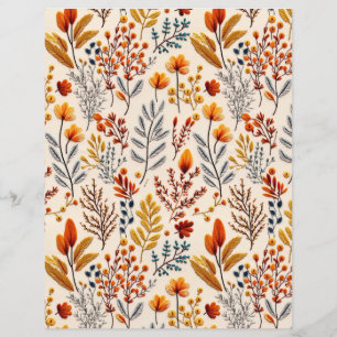 embroidered fall pattern scrapbook paper
