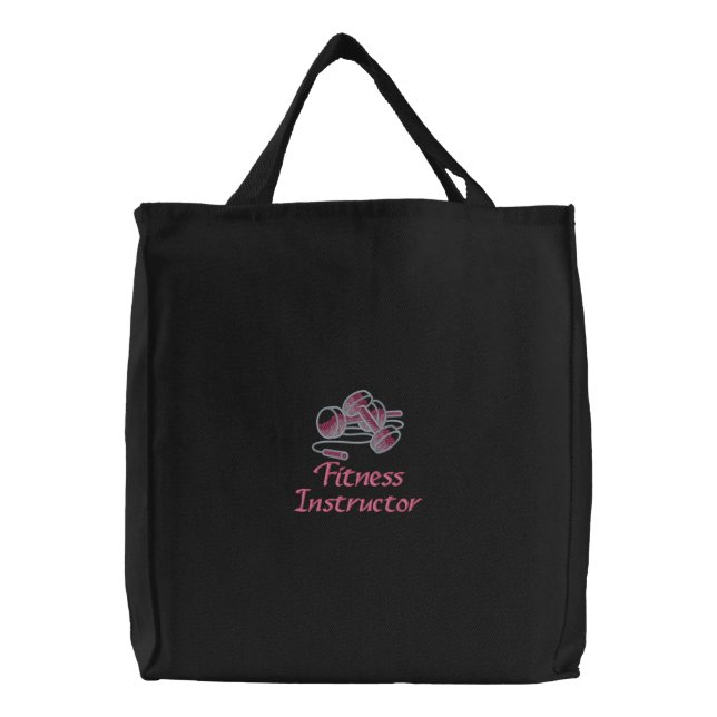 Embroidered Fitness Instructor Tote Bag (Front)