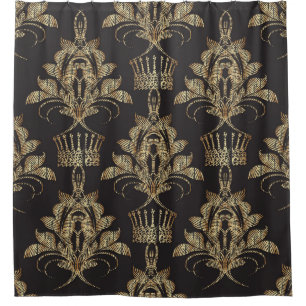 Embroidered Floral Damask: Royal Seamless. Shower Curtain