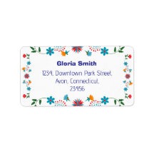Embroidered Florals Rectangular Address Label