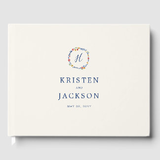 Embroidered Florals Wedding Guest Book