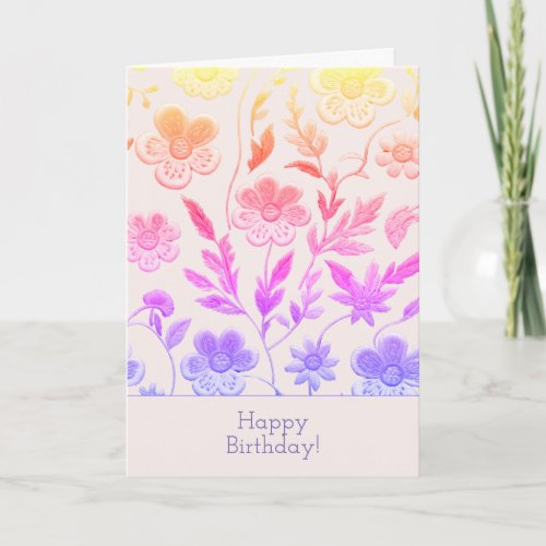  Embroidered flower effect Birthday Card