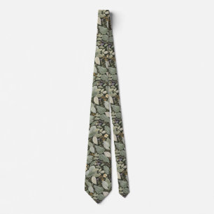 Embroidered Flower Pattern Subtle Botanical Neck Tie