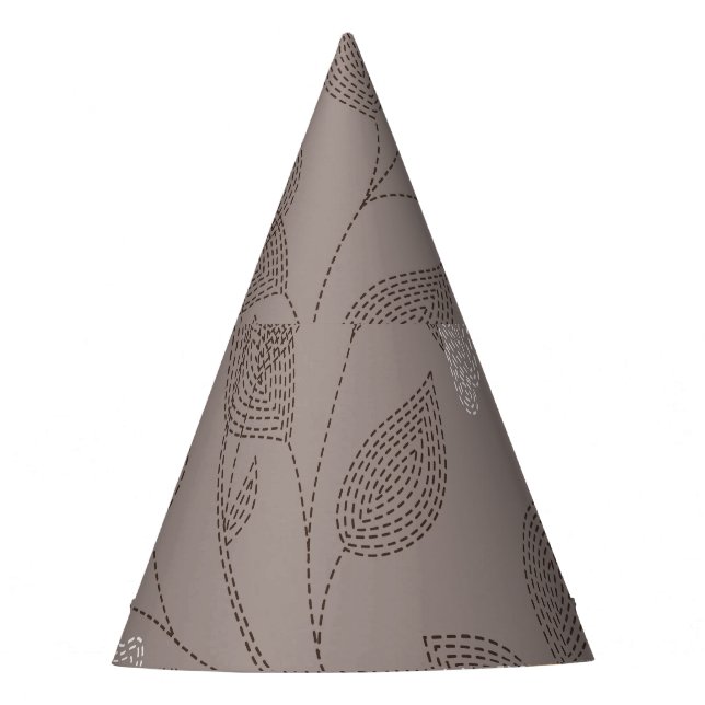 Embroidered flowers and leaves, seamless design. party hat (Front)