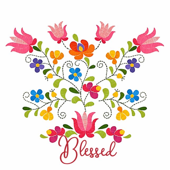 Embroidered flowers custom magnet (Front)