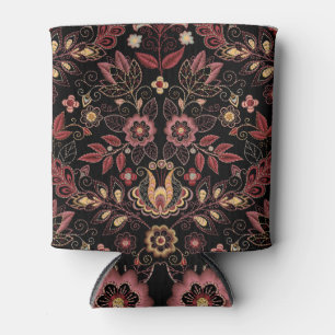 Embroidered flowers, dark vintage elegance can cooler