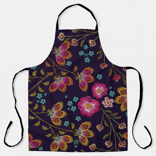 Embroidered flowers: fashion seamless pattern apron (Front)