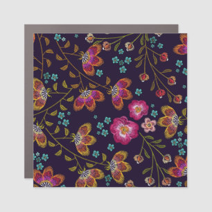 Embroidered flowers: fashion seamless pattern car magnet