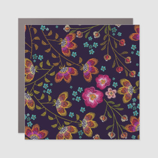 Embroidered flowers: fashion seamless pattern car magnet