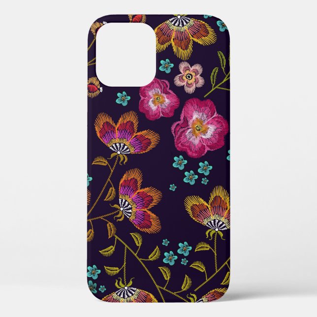 Embroidered flowers: fashion seamless pattern Case-Mate iPhone case (Back)