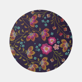 Embroidered flowers: fashion seamless pattern rug