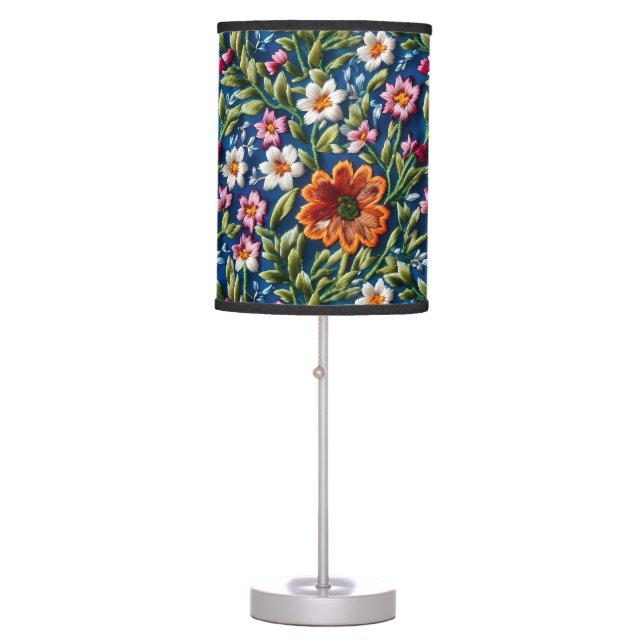 Embroidered Flowers Table Lamp (Front)