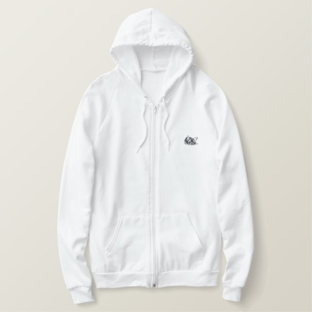 Embroidered French Bulldog Hoodie (Design Front)