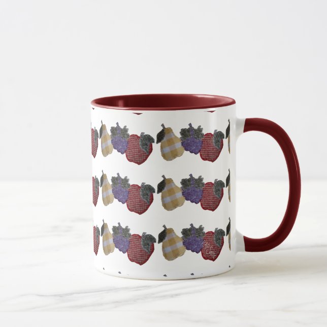 Embroidered Fruits (cranberry) Mug (Right)