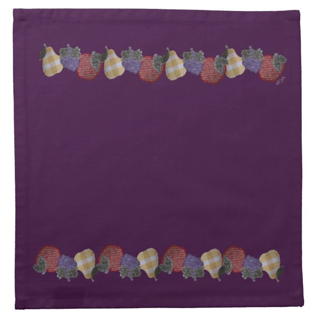 Embroidered Fruits (purple) Napkin (Front)