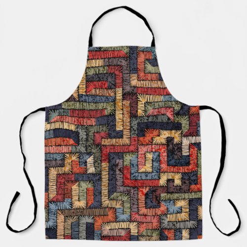 Embroidered geometric ethnic texture apron