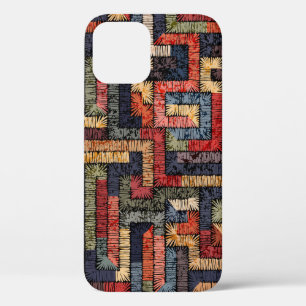 Embroidered geometric, ethnic texture iPhone 12 case
