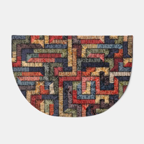 Embroidered geometric ethnic texture doormat
