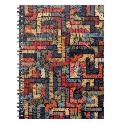 Embroidered geometric ethnic texture notebook