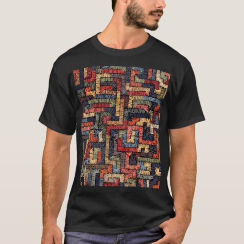 Embroidered geometric ethnic texture T_Shirt