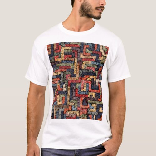 Embroidered geometric ethnic texture T_Shirt