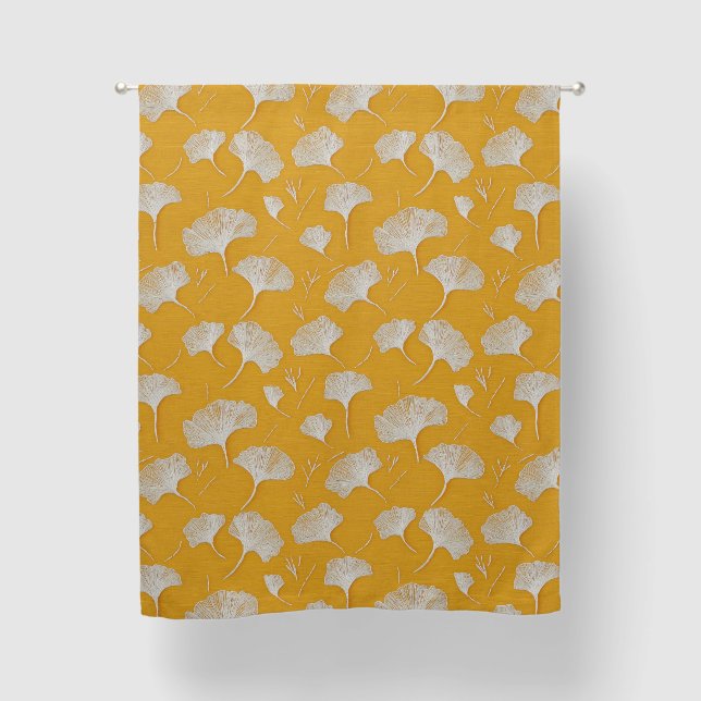 Embroidered Ginkgo Leaf Pattern Blackout Curtains (Front)
