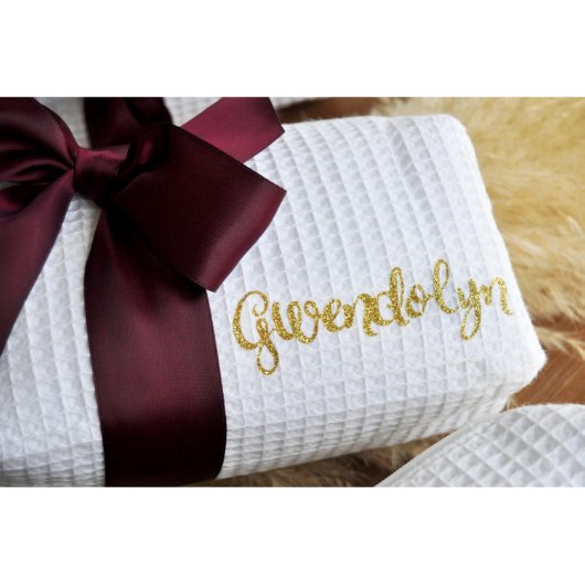 Embroidered Glitter Name Makeup Cosmetic Bag. (Front)