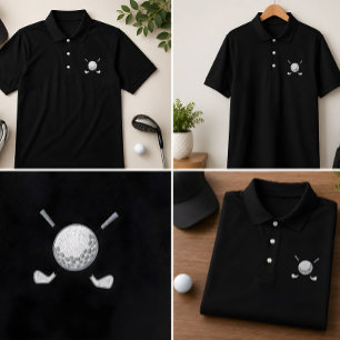 Embroidered Golf Ball & Clubs Custom Golf Love Polo Shirt