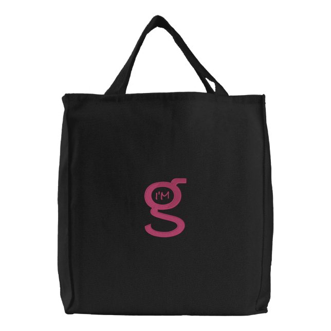 Embroidered HandBag w Pink Logo (Front)