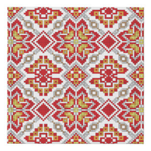 Embroidered handmade cross-stitch ethnic Ukraine p Faux Canvas Print