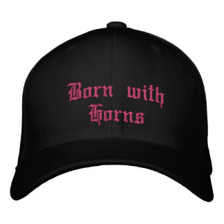 Embroidered Hat- Born with Horns Baseball Cap