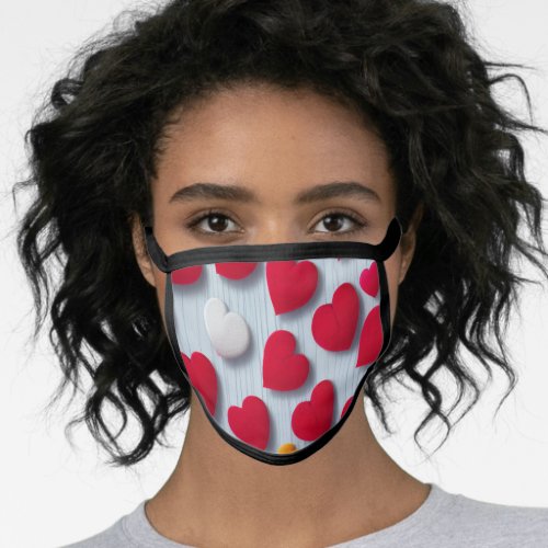 Embroidered hearts pattern _ Cute Embroidered Patt Face Mask