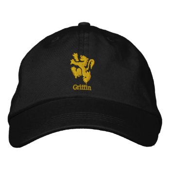 Embroidered Heraldic Lion Or Griffin Cap by Stitchbaby at Zazzle